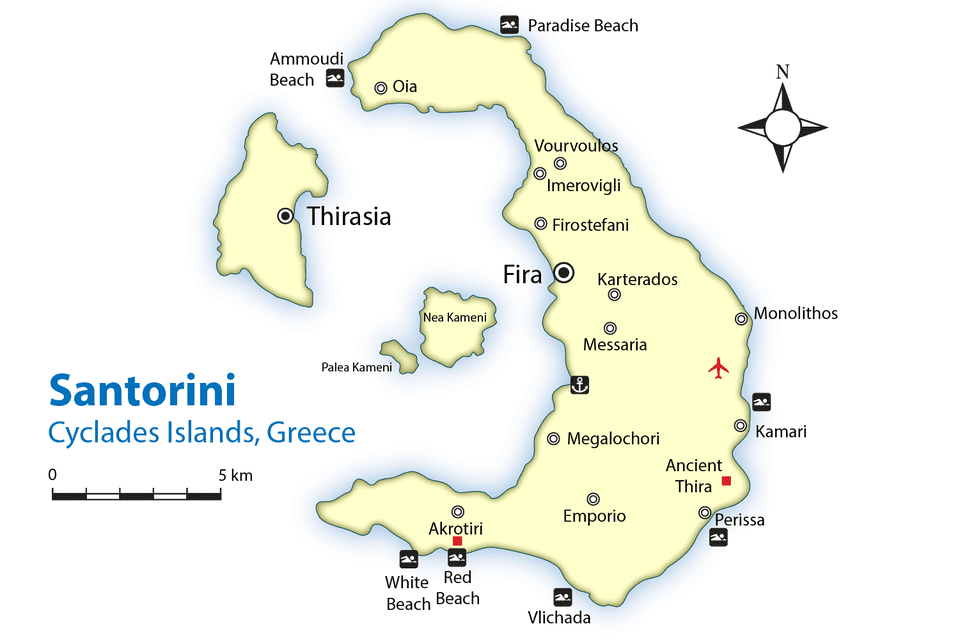 Santorini Map And Guide Cyclades Islands Greece