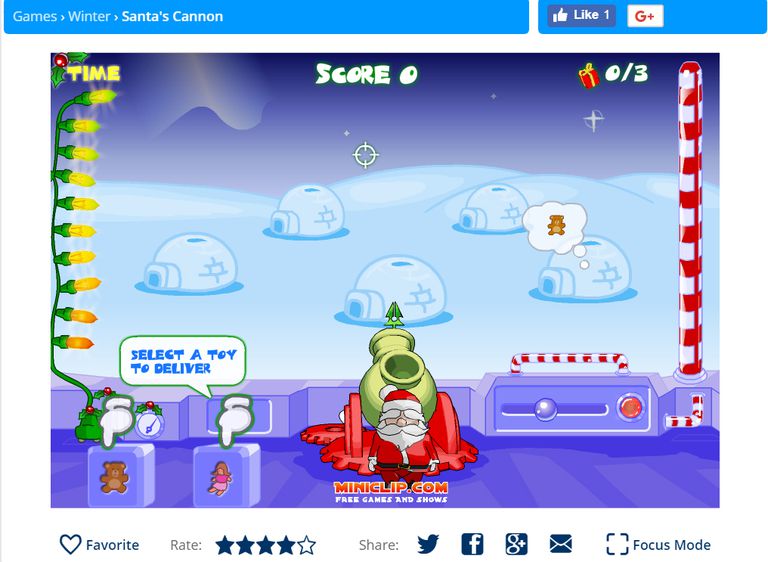 A screenshot of the game Santa's Cannon