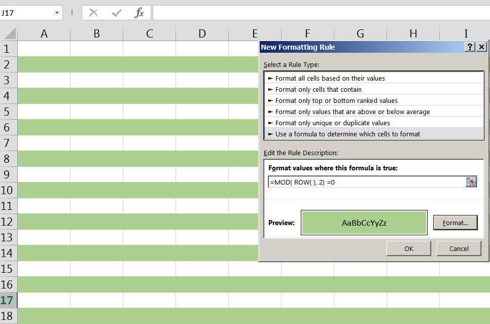 excel shading rows in Rows Conditional Shade Alternate Excel Formatting with