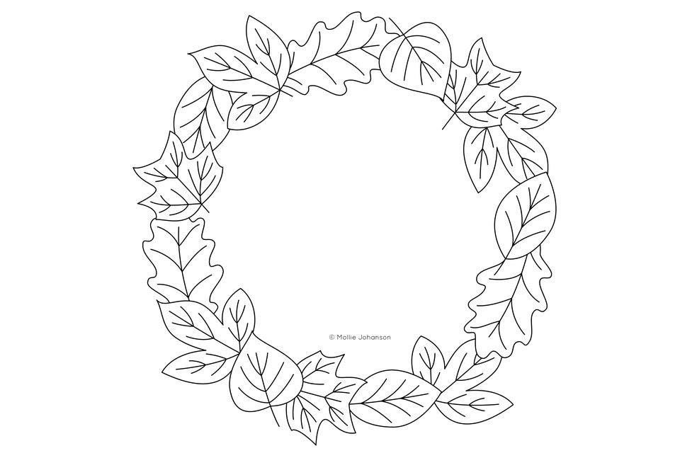 Download Autumn Leaves Wreath Embroidery Pattern