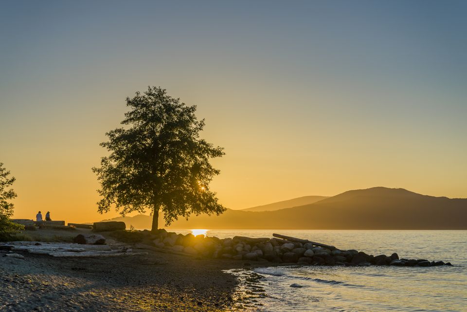 Sunset, Spanish Banks beach, Vancouver, British Columbia, Canada,