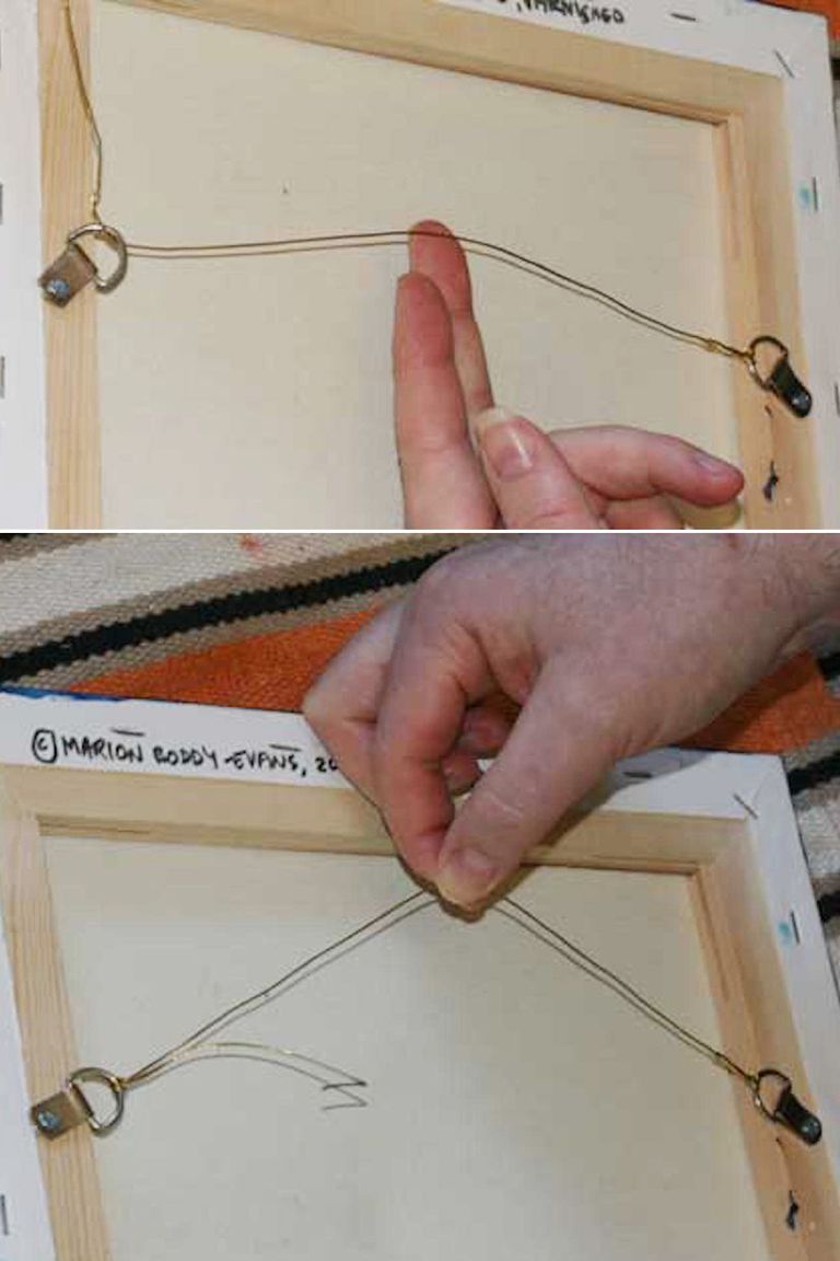 How to Hang a Painting With Wire and D-Rings How To Attach Wire To Canvas