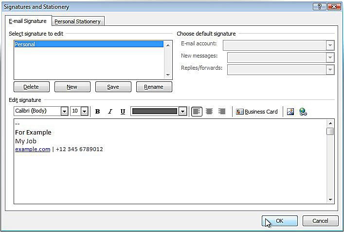 create email signature in outlook