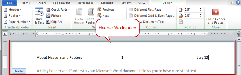how do you have header only on first page in word