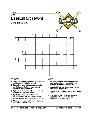 Baseball Word Search, Vocabulary, Crossword and More