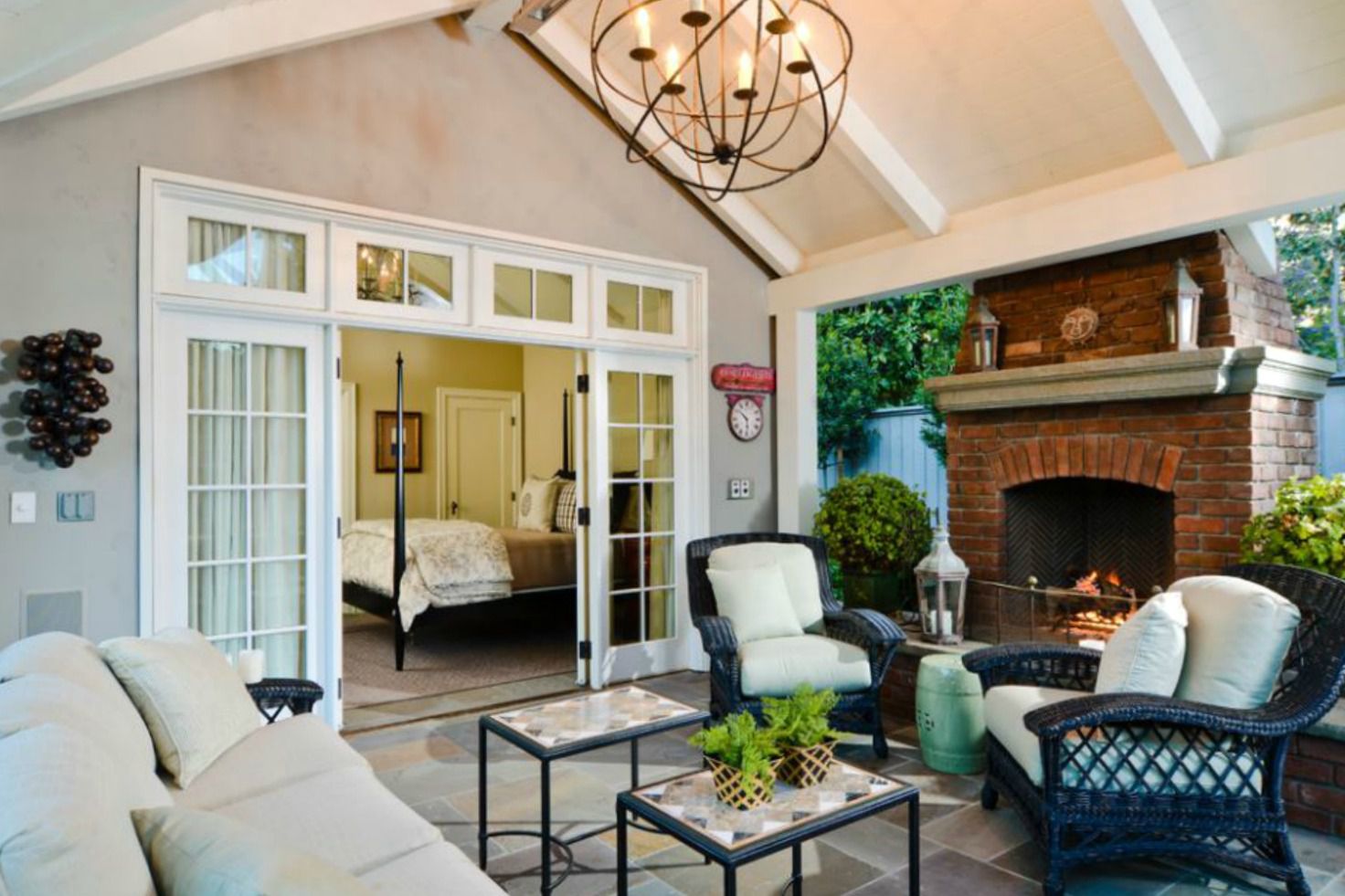 living room with garden door