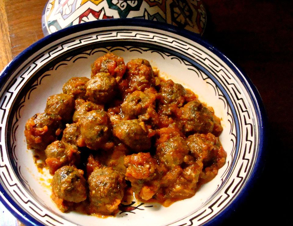 tiny sardine balls in tomato sauce