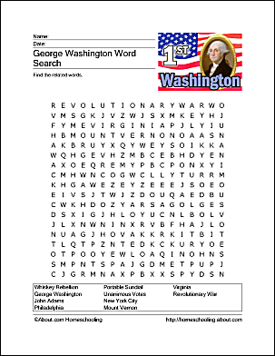 George Washington Printables - Wordsearch