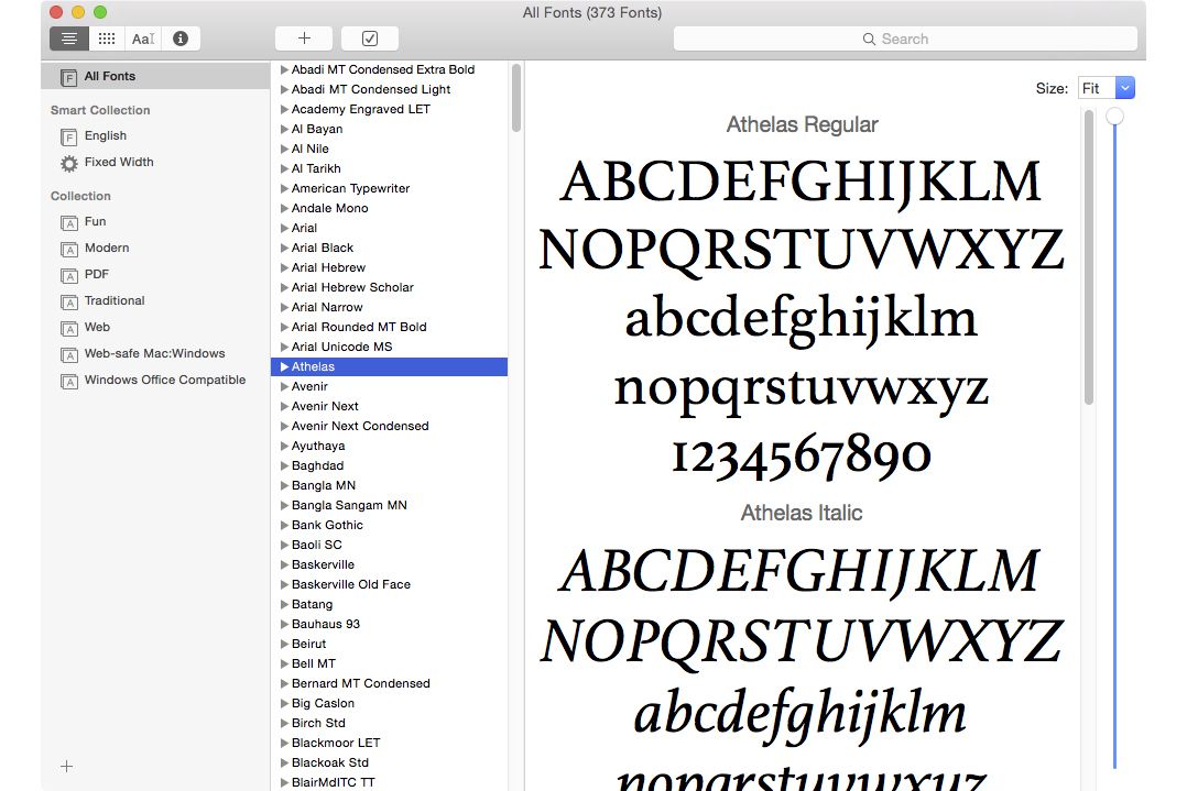 font book mac organize