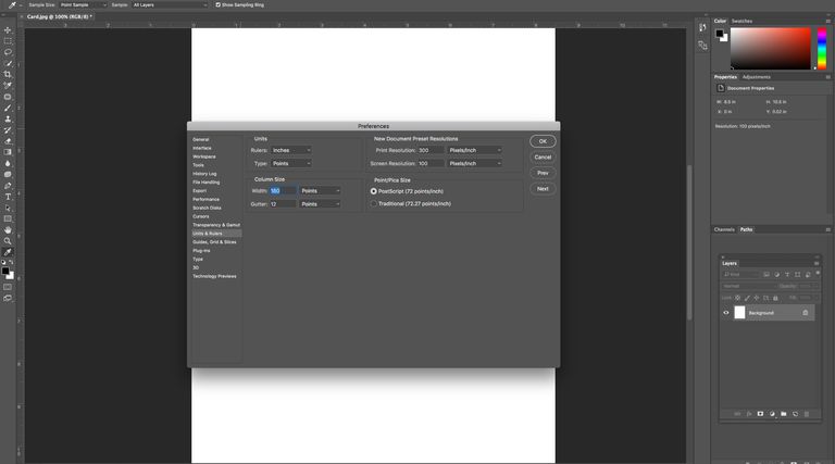 adobe photoshop ruler tool scale units