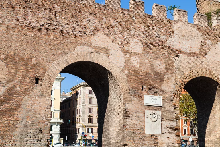 gate in ancient city Aurelian Wall in Rome