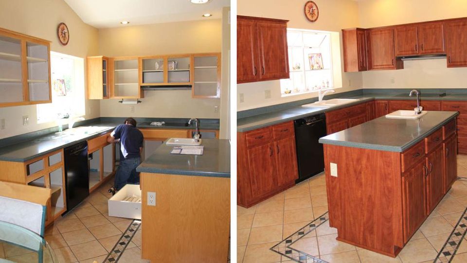 cabinet refacing before and after