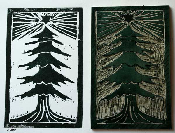 How to Make a Christmas Tree Linocut Print