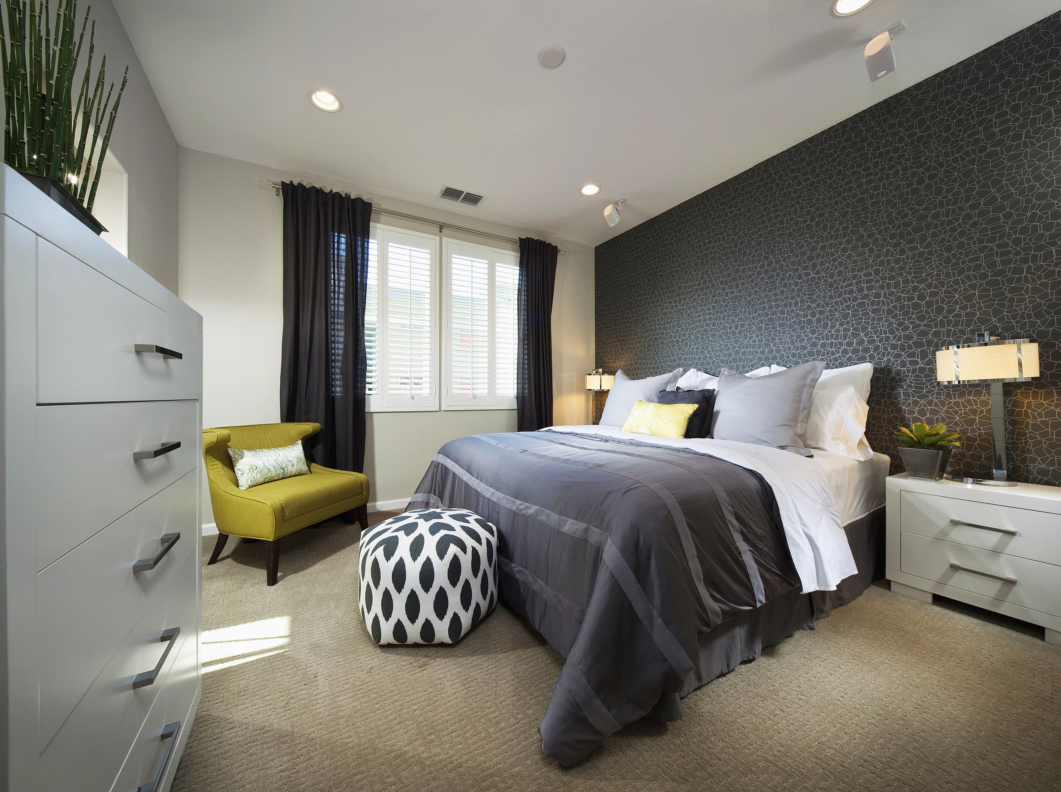 Bold Touches in a Gray Bedroom 