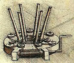 Stretching Device for a Barrel Spring a 1498 drawing by Leonardo da Vinci