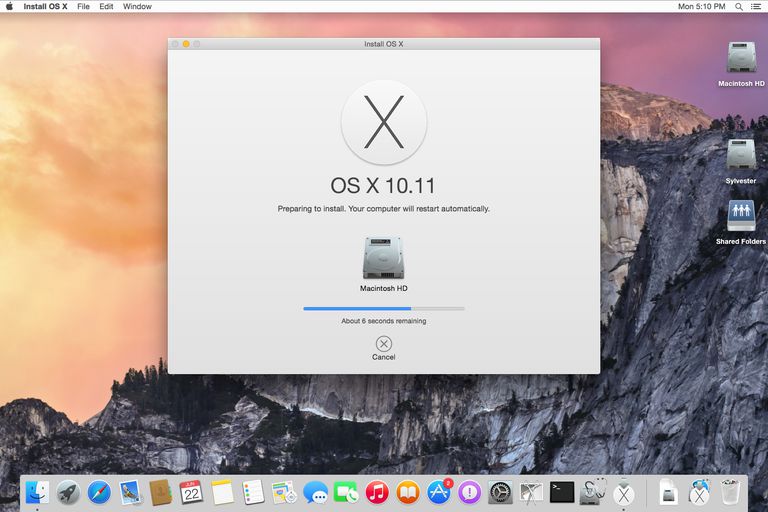 Estimate to copy OS X El Capitan initial files