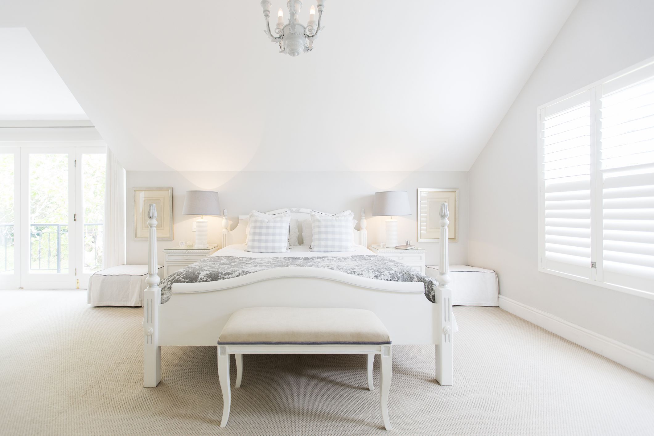 bedroom room with white wash furniture