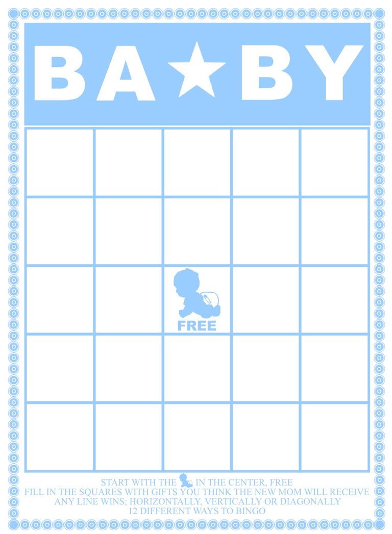 baby shower blank bingo cards