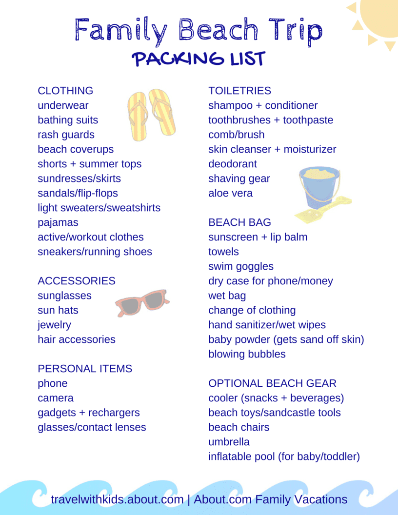 free printable packing list for family beach vacations