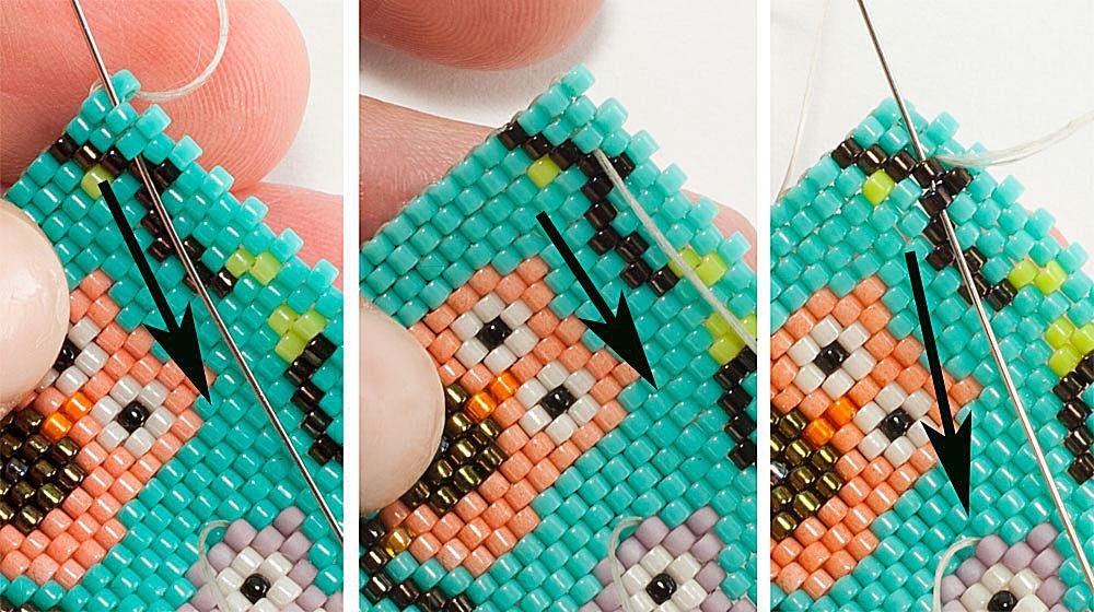 Weaving In Beading Thread With Peyote Stitch