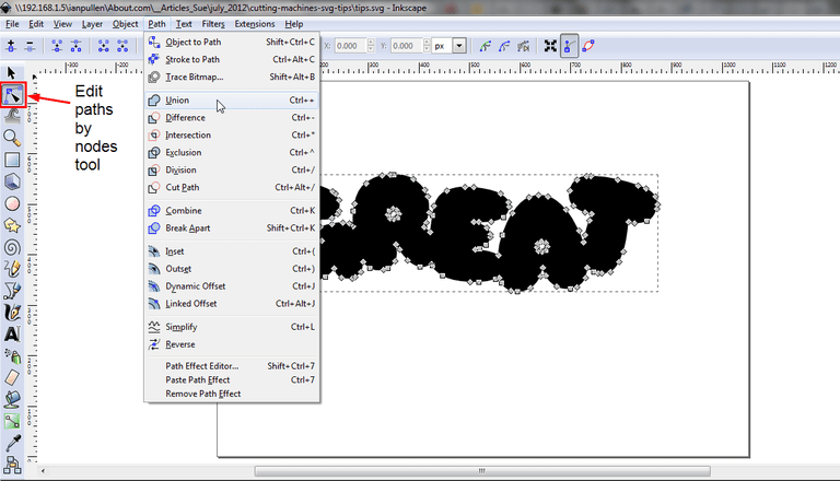 text on path inkscape