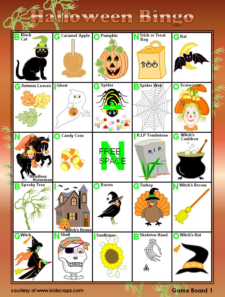 21 Sets of Free, Printable Halloween Bingo Cards