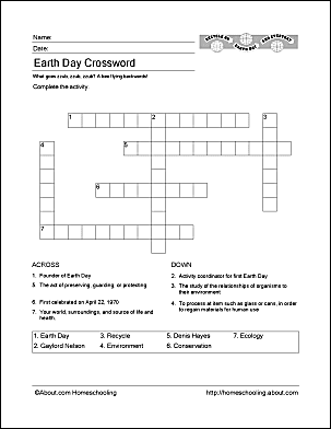 Earth Day Wordsearch, Crossword Puzzle, and More