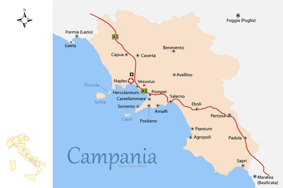 Campania Map and Travel Guide