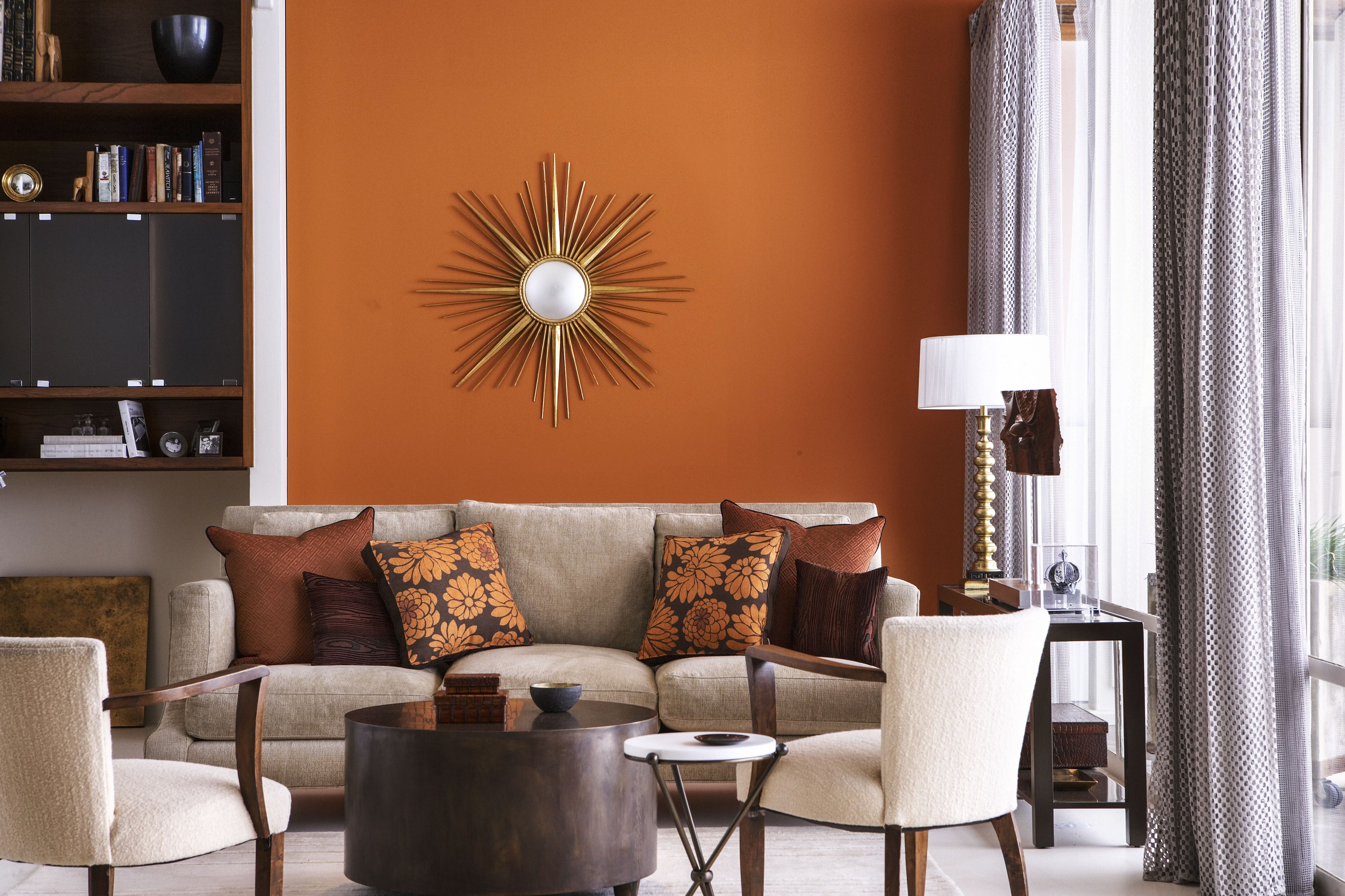 orange living room wall art