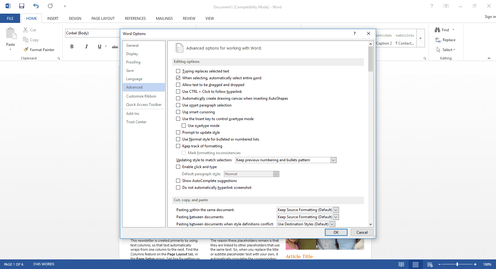 change default font in word 2016 windows