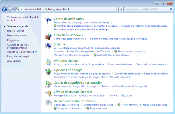 Resultado de imagen para panel de control de windows 7