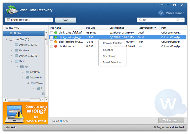 wise data recovery cleaner review