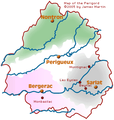 Dordogne on a map