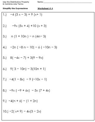 Simplifying Expressions Using Distributive Property