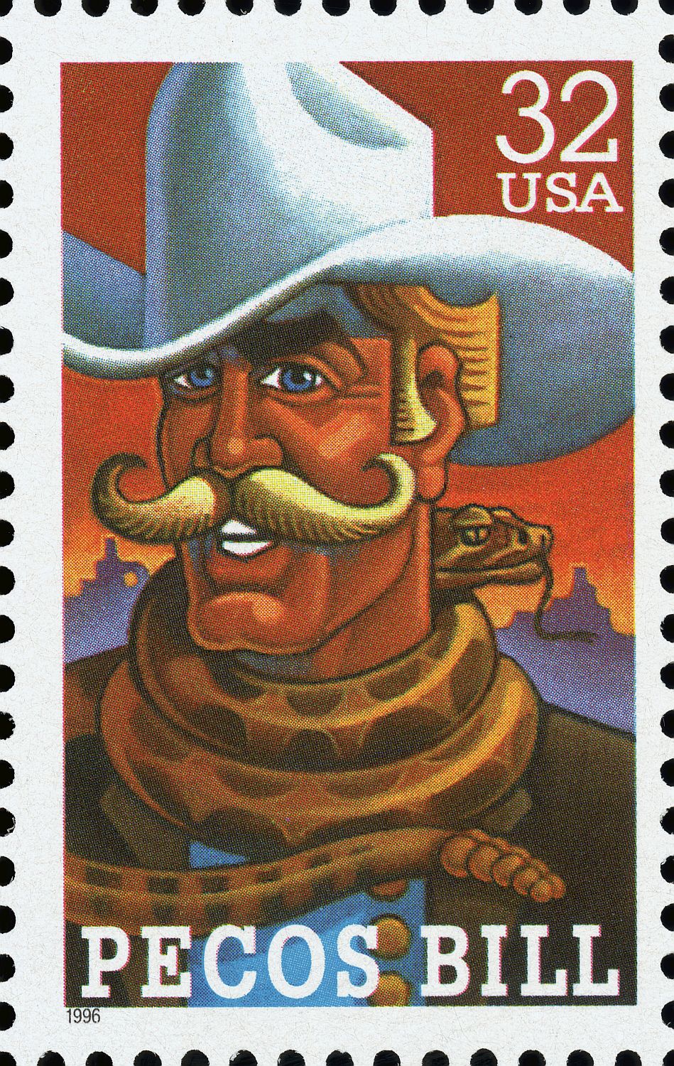 Pecos Bill Postage Stamp