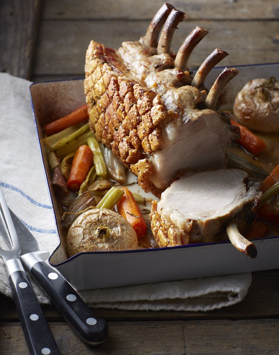 Pork Rib Roast with Oven-Roasted Vegetables Recipe