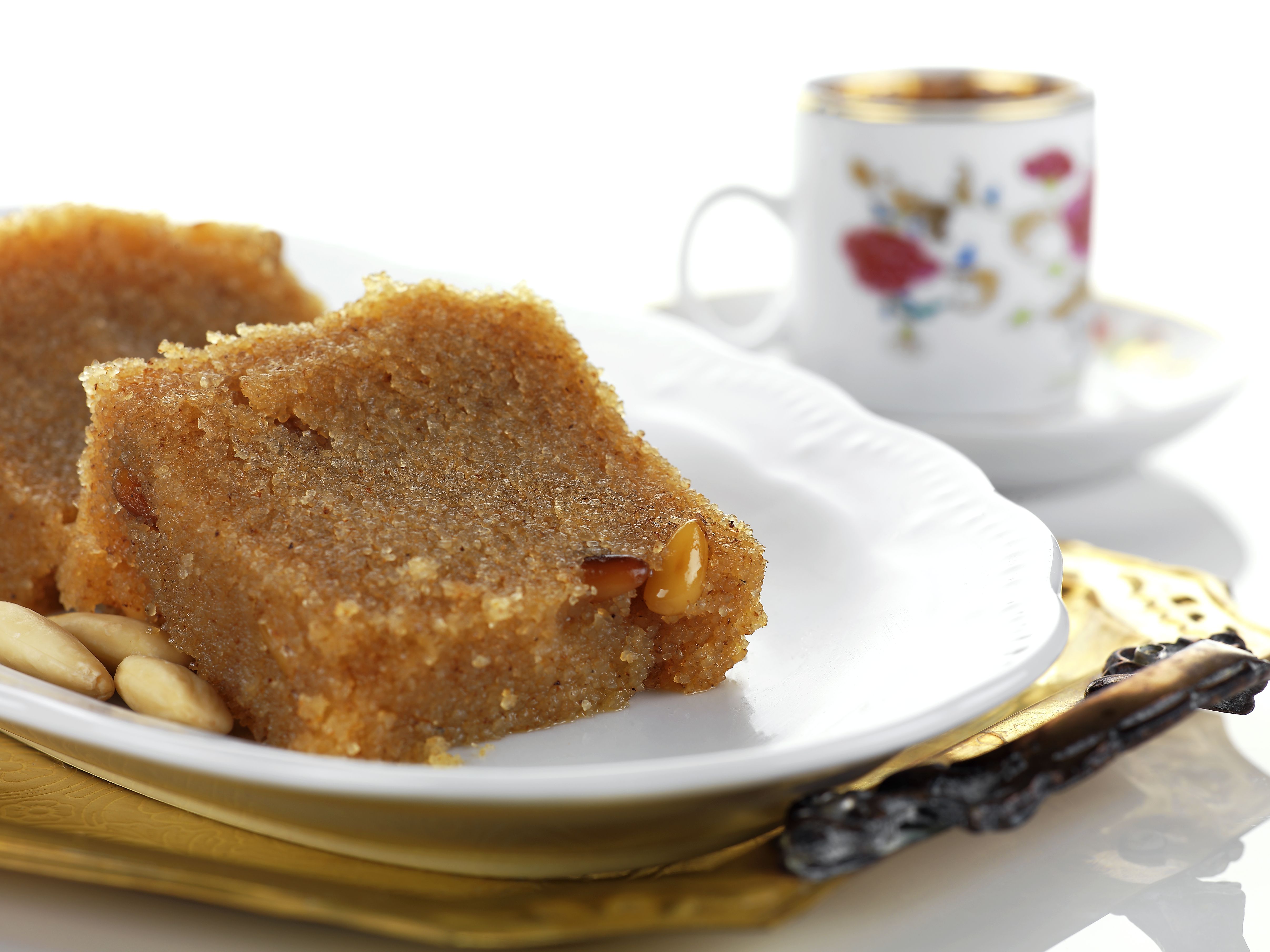 Greek Halva Semolina Pudding with Nuts and Raisins