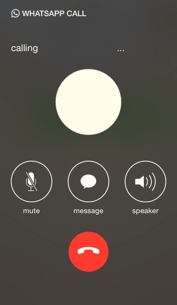 Screenshot of the WhatsApp iPhone app making a free Internet phone call