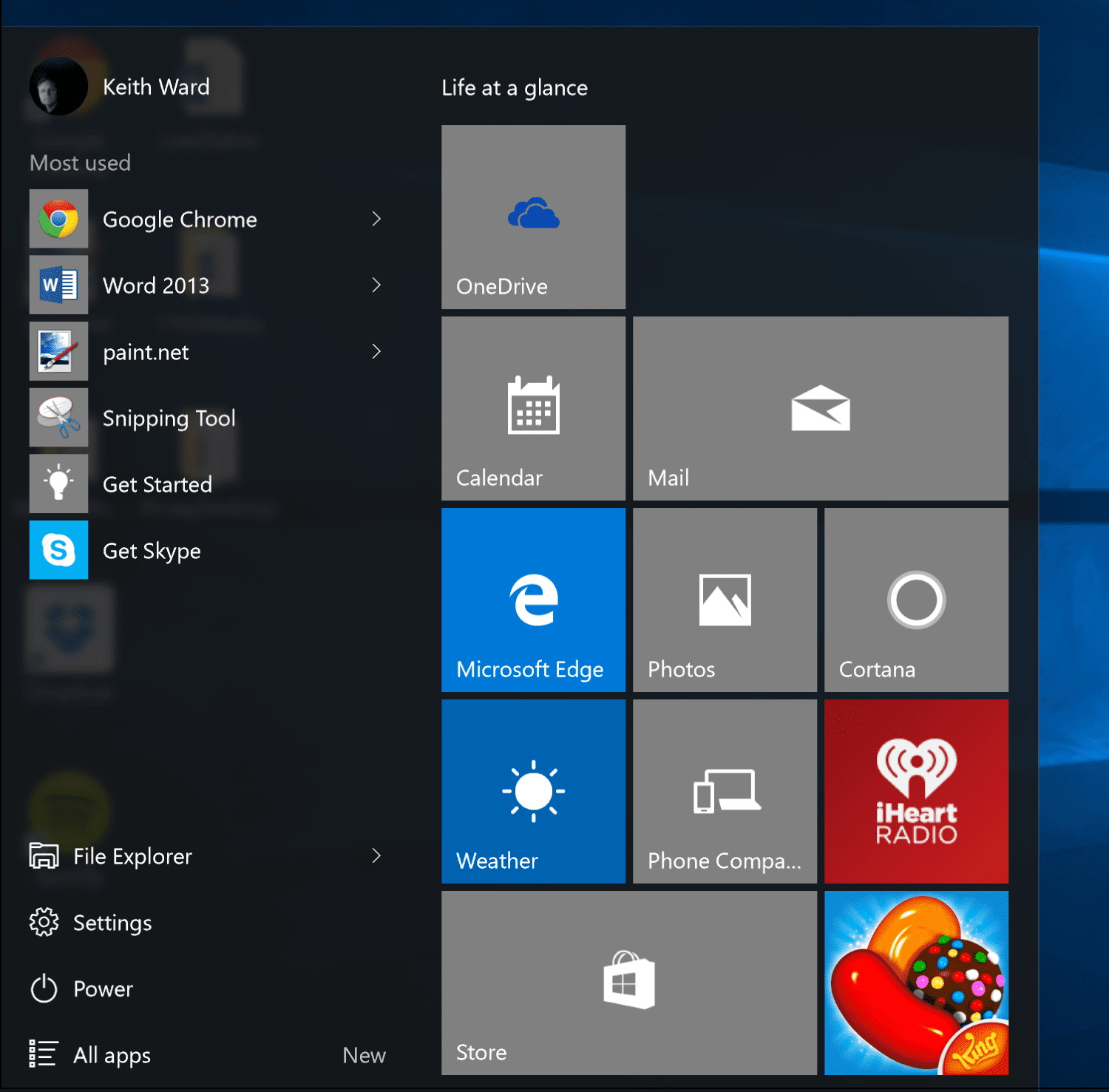 new file menu windows 10