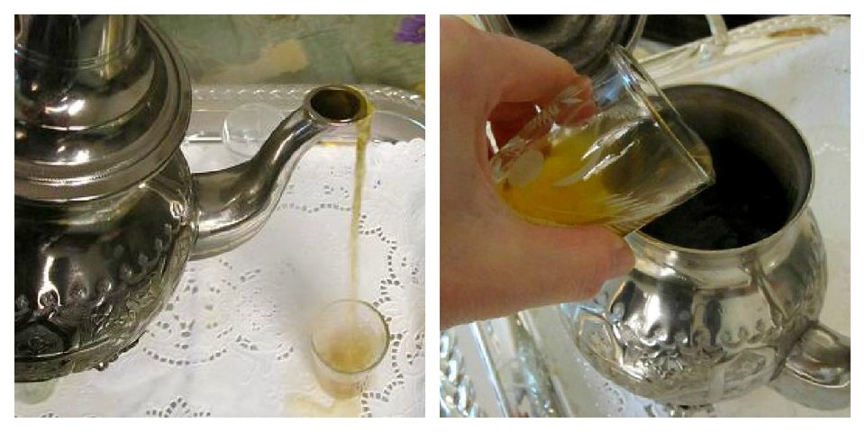 Mix the Tea by Pouring Back and Forth Between Pot and Glass