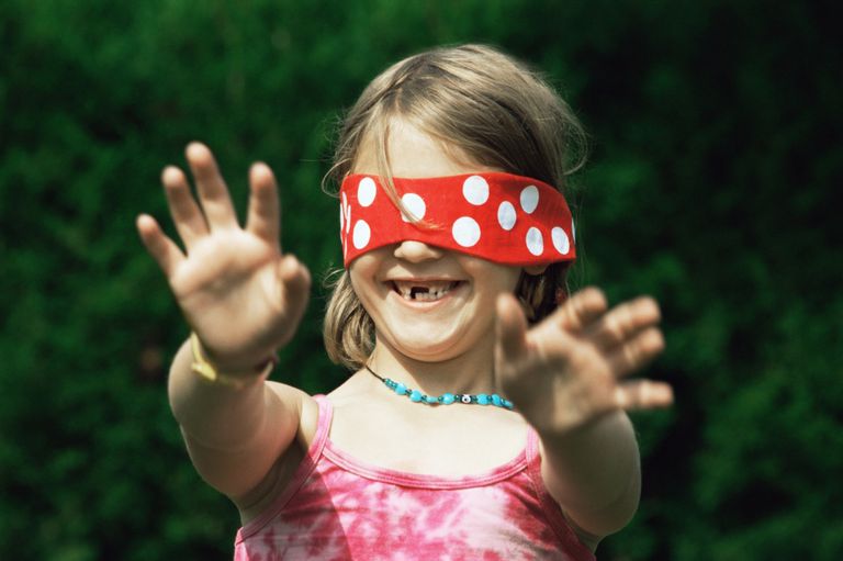 A girl with a blindfold