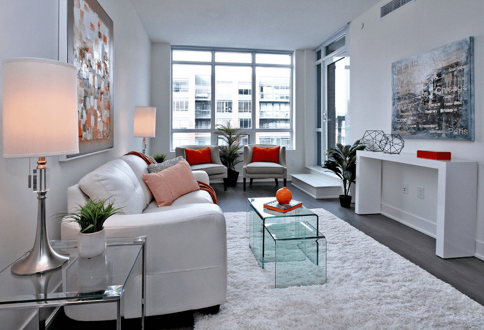 modern white condo living room