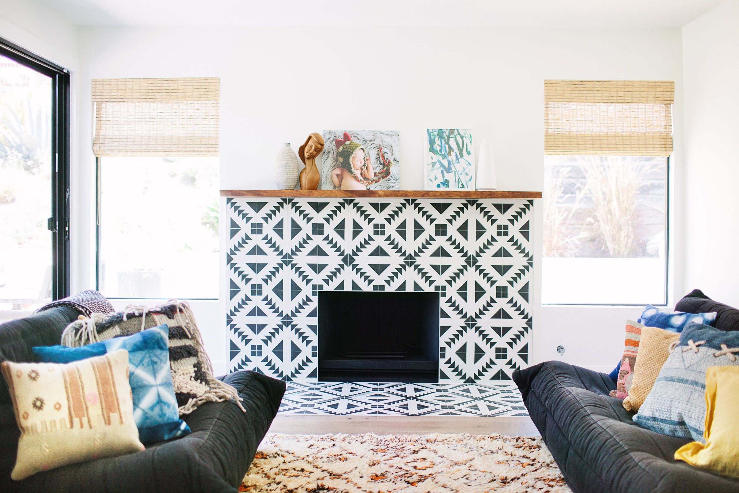 tiled fireplace