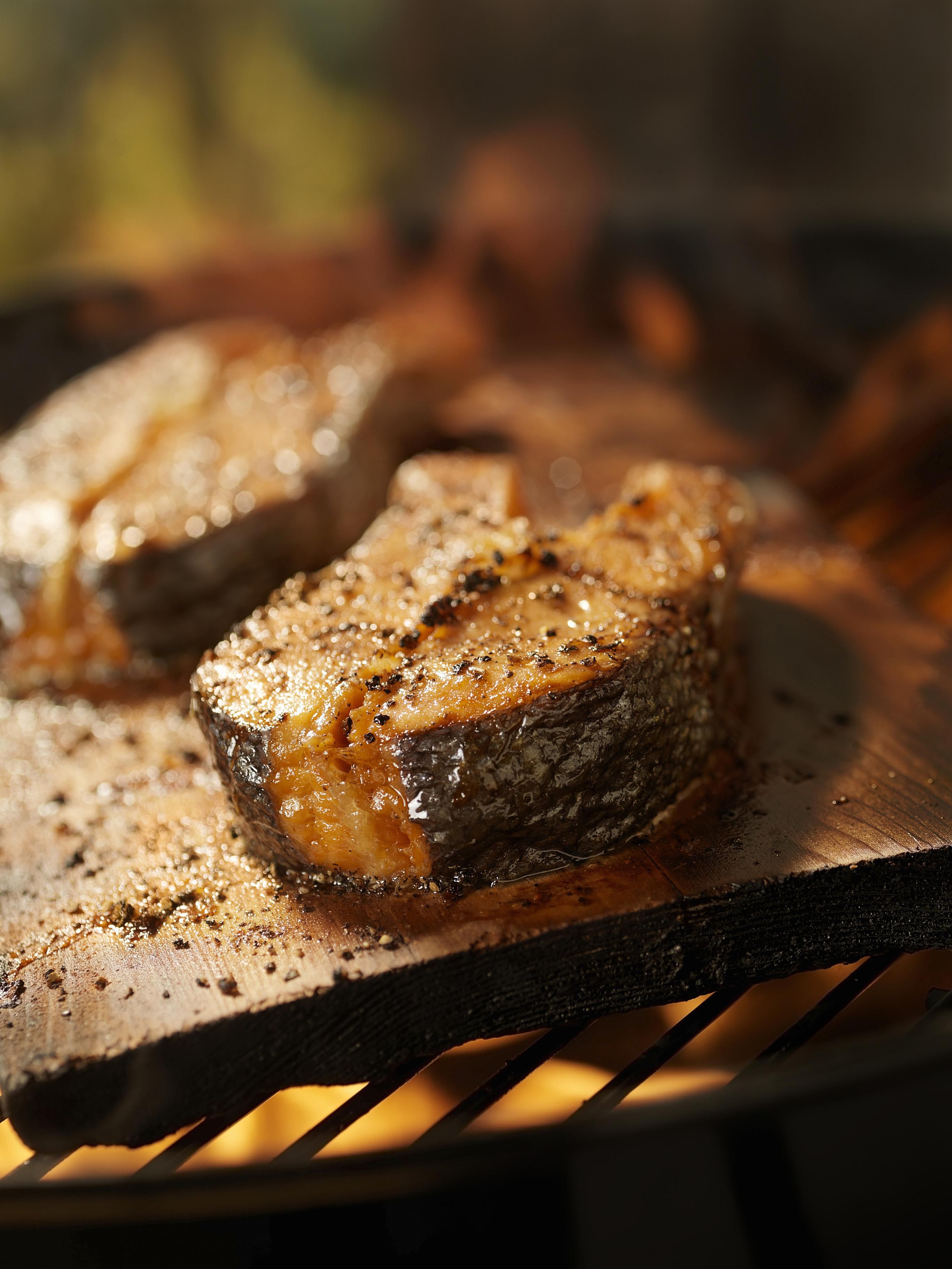Plank Grilled Salmon Steaks Recipe