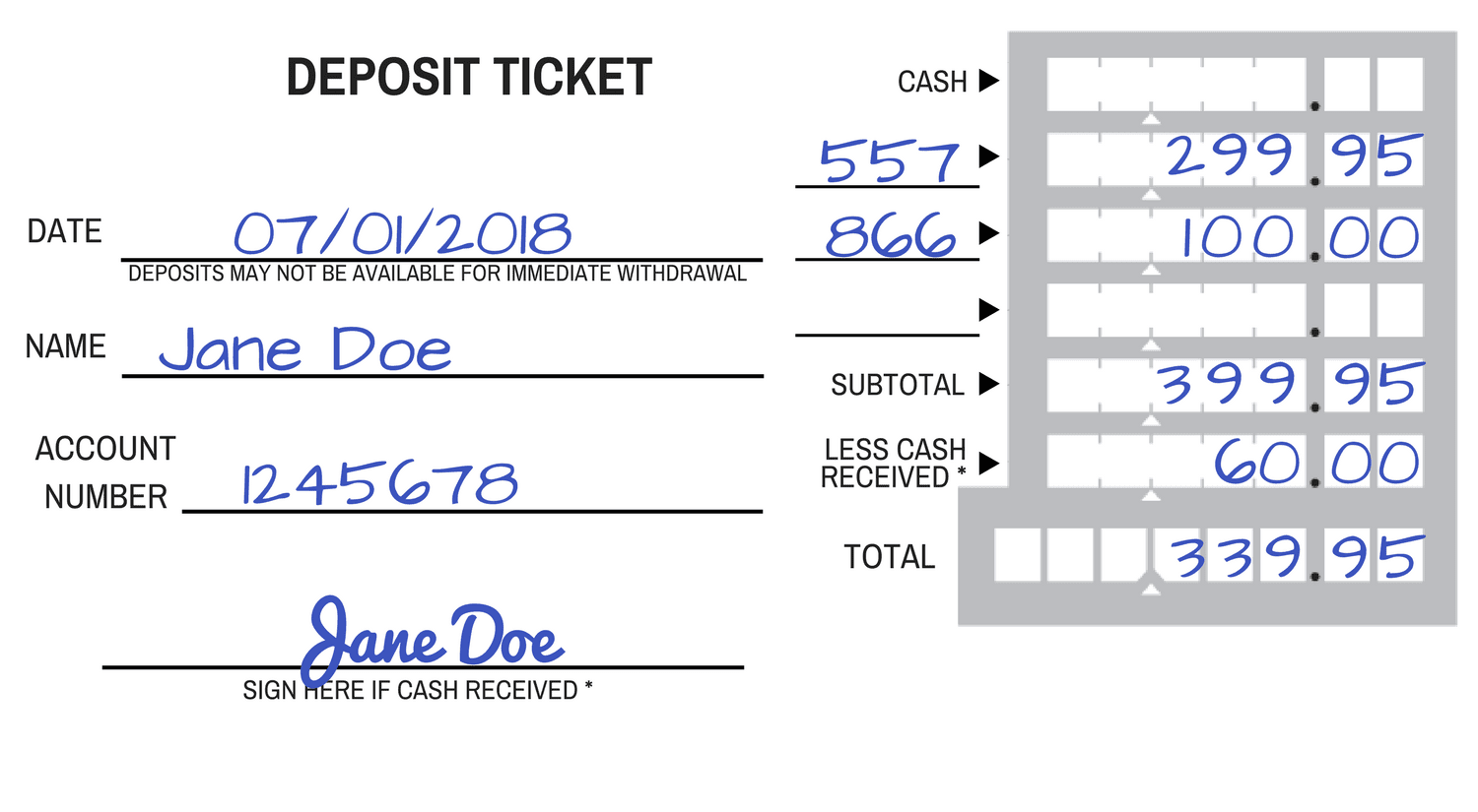 out example deposit filled slip Fill Slip Deposit How to Out a