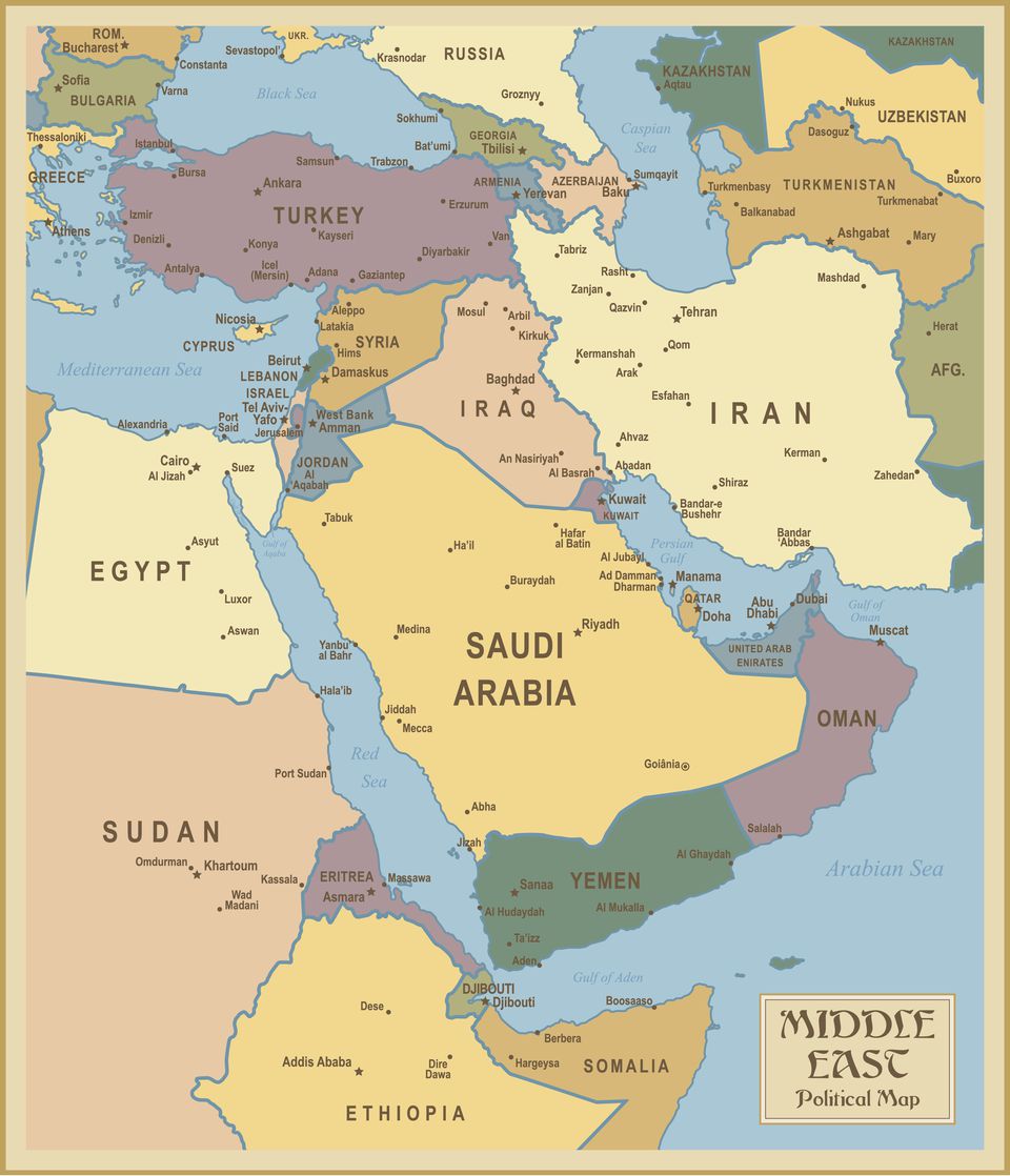 Political Map Of Southwest Asia