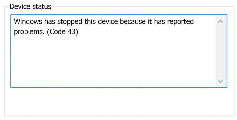 Код проблемы 0000002b как исправить usb