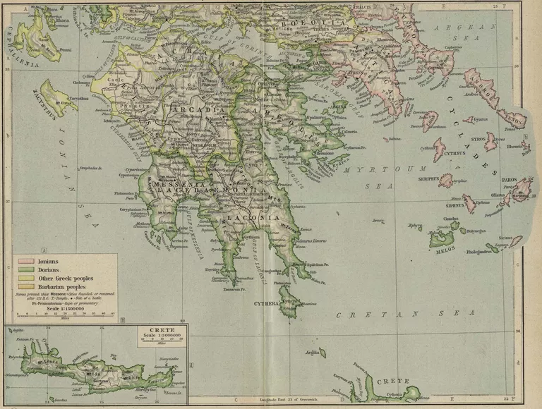 Reference Map of Ancient Greece - Southern Part