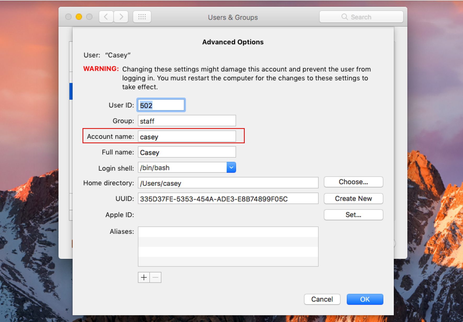 change user codes for printers on a mac