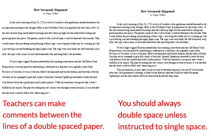 spacing in a research paper